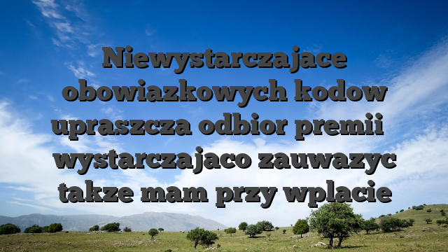 Niewystarczajace obowiazkowych kodow upraszcza odbior premii � wystarczajaco zauwazyc takze mam przy wplacie