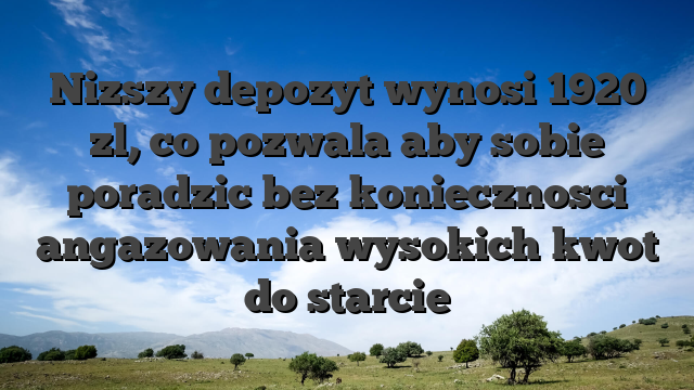 Nizszy depozyt wynosi 1920 zl, co pozwala aby sobie poradzic bez koniecznosci angazowania wysokich kwot do starcie