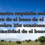 Nuestro requisito sobre postura de el bono de el 100% es sobre 35x ocasiones la cantidad de el bono
