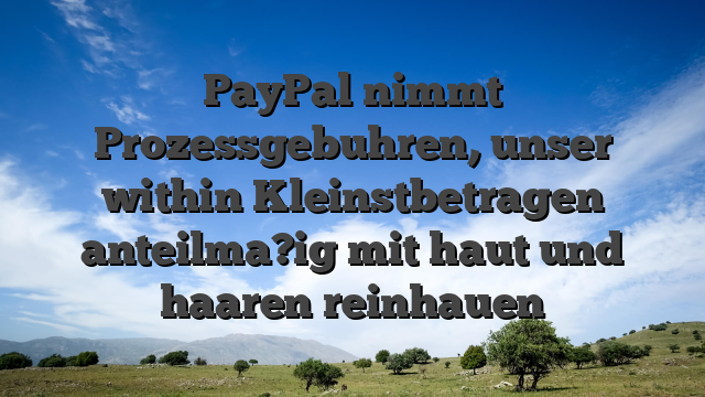 PayPal nimmt Prozessgebuhren, unser within Kleinstbetragen anteilma?ig mit haut und haaren reinhauen