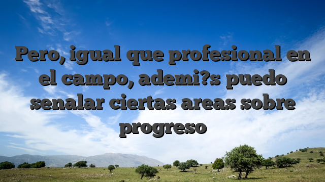 Pero, igual que profesional en el campo, ademi?s puedo senalar ciertas areas sobre progreso