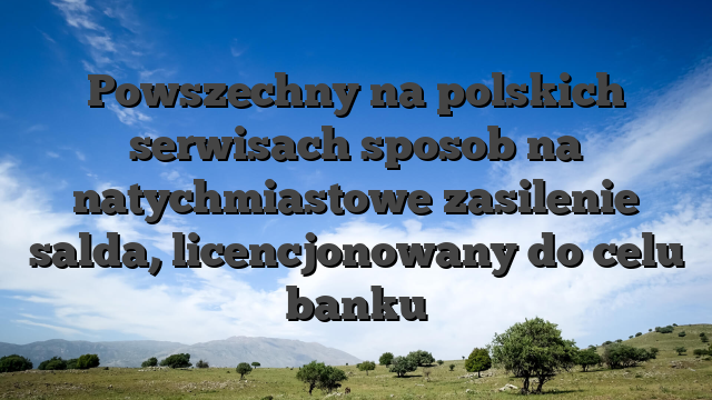 Powszechny na polskich serwisach sposob na natychmiastowe zasilenie salda, licencjonowany do celu banku