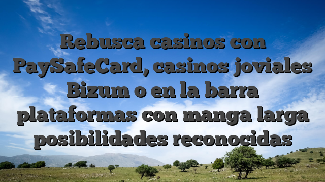 Rebusca casinos con PaySafeCard, casinos joviales Bizum o en la barra plataformas con manga larga posibilidades reconocidas