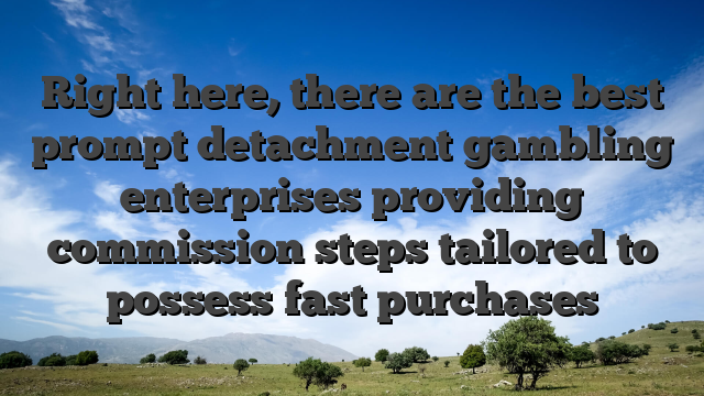 Right here, there are the best prompt detachment gambling enterprises providing commission steps tailored to possess fast purchases