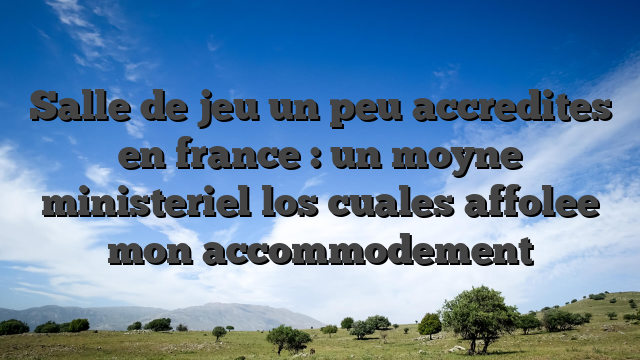 Salle de jeu un peu accredites en france : un moyne ministeriel los cuales affolee mon accommodement
