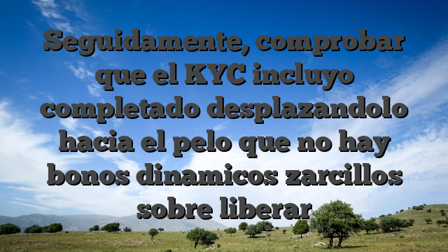Seguidamente, comprobar que el KYC incluyo completado desplazandolo hacia el pelo que no hay bonos dinamicos zarcillos sobre liberar