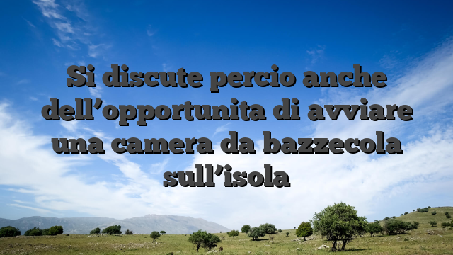 Si discute percio anche dell’opportunita di avviare una camera da bazzecola sull’isola