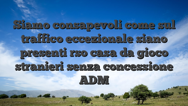 Siamo consapevoli come sul traffico eccezionale siano presenti rso casa da gioco stranieri senza concessione ADM