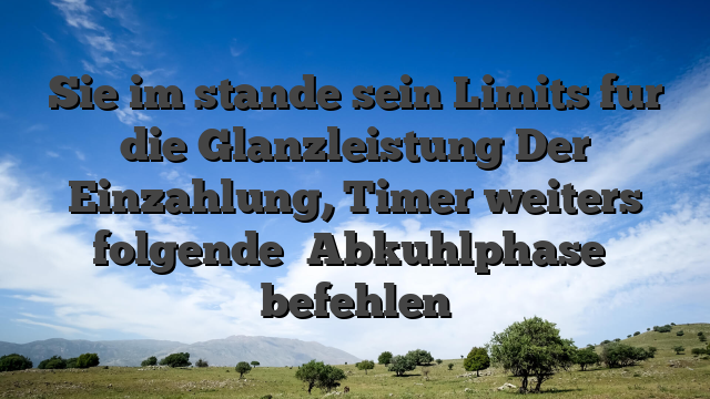 Sie im stande sein Limits fur die Glanzleistung Der Einzahlung, Timer weiters folgende �Abkuhlphase� befehlen
