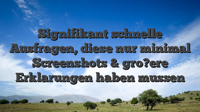 Signifikant schnelle Ausfragen, diese nur minimal Screenshots & gro?ere Erklarungen haben mussen