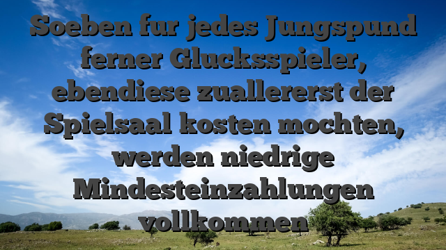 Soeben fur jedes Jungspund ferner Glucksspieler, ebendiese zuallererst der Spielsaal kosten mochten, werden niedrige Mindesteinzahlungen vollkommen