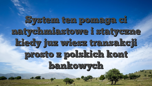 System ten pomaga ci natychmiastowe i statyczne kiedy juz wiesz transakcji prosto z polskich kont bankowych