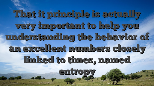 That it principle is actually very important to help you understanding the behavior of an excellent numbers closely linked to times, named entropy