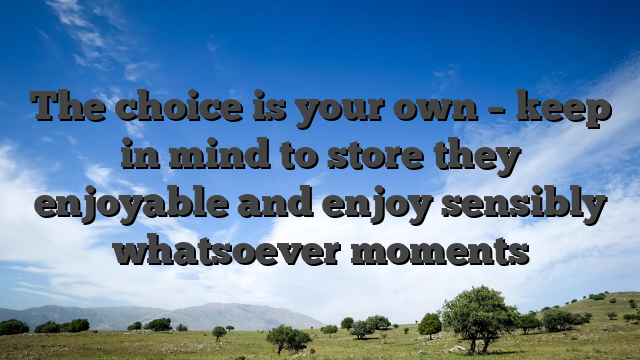 The choice is your own – keep in mind to store they enjoyable and enjoy sensibly whatsoever moments