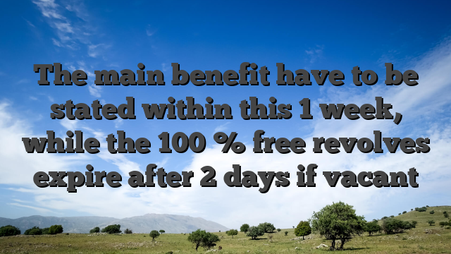 The main benefit have to be stated within this 1 week, while the 100 % free revolves expire after 2 days if vacant