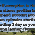 The self-exception to this rule system allows profiles in order to suspend account access to own episodes starting regarding 1 day so you can long lasting closure