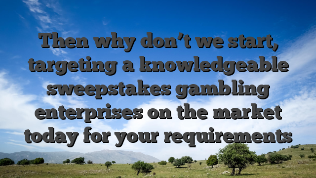 Then why don’t we start, targeting a knowledgeable sweepstakes gambling enterprises on the market today for your requirements