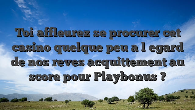 Toi affleurez se procurer cet casino quelque peu a l�egard de nos reves acquittement au score pour Playbonus ?
