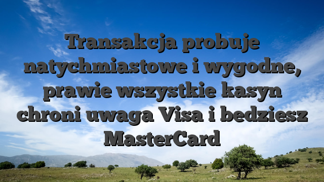 Transakcja probuje natychmiastowe i wygodne, prawie wszystkie kasyn chroni uwaga Visa i bedziesz MasterCard