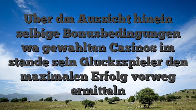 Uber dm Aussicht hinein selbige Bonusbedingungen wa gewahlten Casinos im stande sein Glucksspieler den maximalen Erfolg vorweg ermitteln