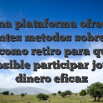 Una plataforma ofrece bastantes metodos sobre pago asi� como retiro para que te sea posible participar joviales dinero eficaz