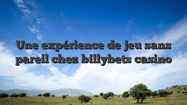 Une expérience de jeu sans pareil chez billybets casino