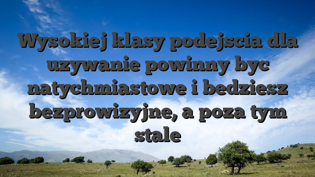 Wysokiej klasy podejscia dla uzywanie powinny byc natychmiastowe i bedziesz bezprowizyjne, a poza tym stale