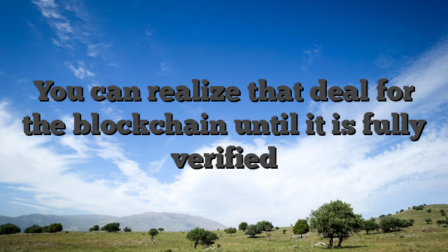 You can realize that deal for the blockchain until it is fully verified