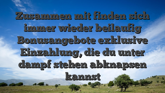 Zusammen mit finden sich immer wieder beilaufig Bonusangebote exklusive Einzahlung, die du unter dampf stehen abknapsen kannst