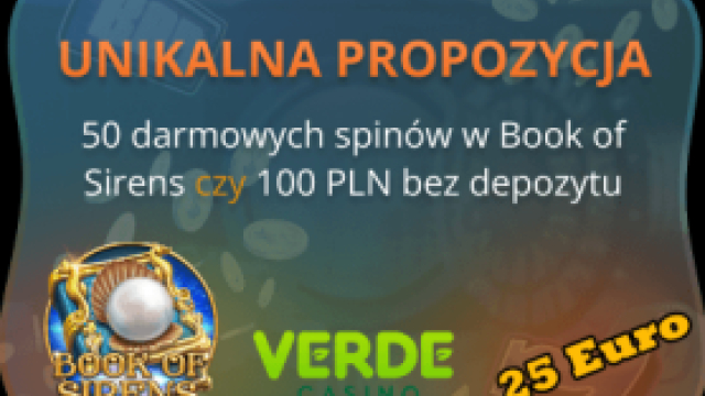 Verde Casino bonus bez depozytu 100 zł za darmo