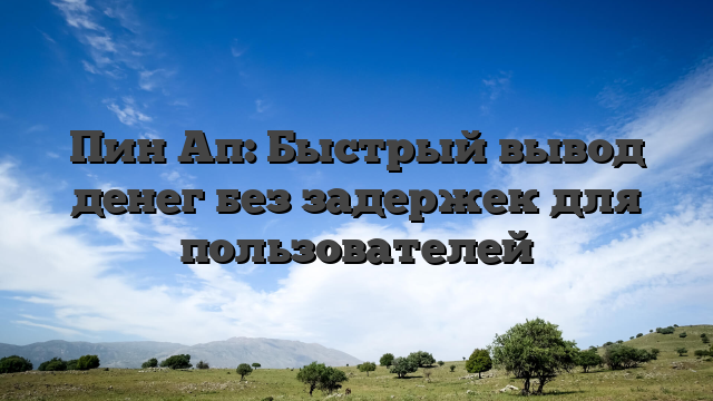 Пин Ап: Быстрый вывод денег без задержек для пользователей