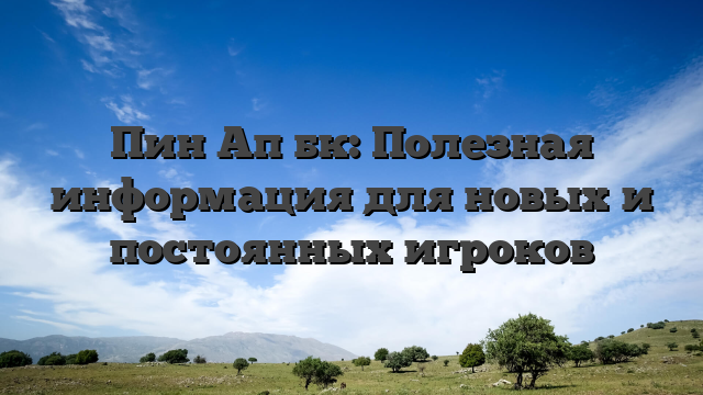 Пин Ап бк: Полезная информация для новых и постоянных игроков