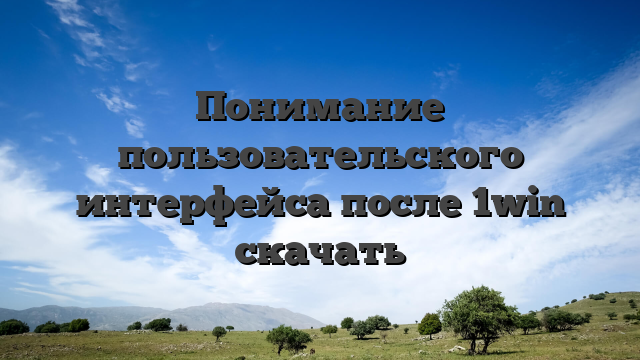 Понимание пользовательского интерфейса после 1win скачать