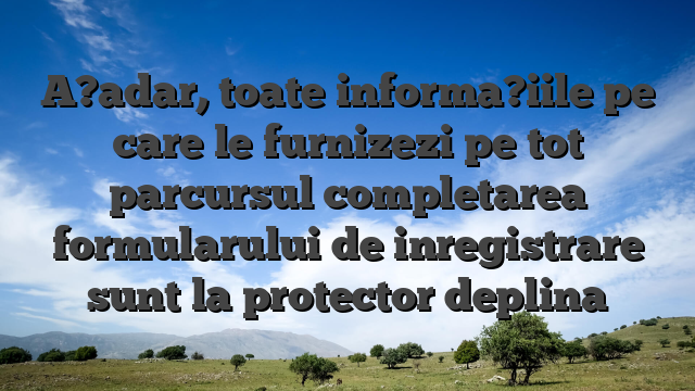 A?adar, toate informa?iile pe care le furnizezi pe tot parcursul completarea formularului de inregistrare sunt la protector deplina