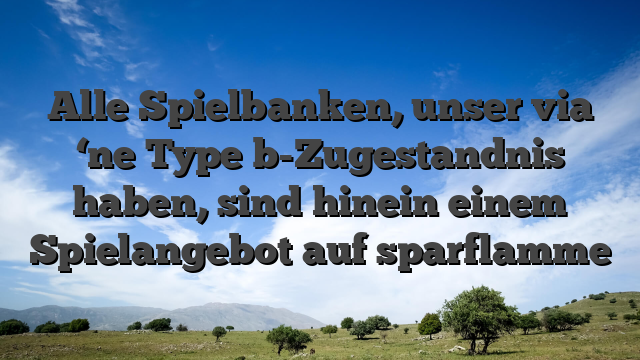 Alle Spielbanken, unser via ‘ne Type b-Zugestandnis haben, sind hinein einem Spielangebot auf sparflamme