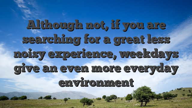 Although not, if you are searching for a great less noisy experience, weekdays give an even more everyday environment