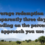 An average redemption day is apparently three days, depending on the percentage approach you use