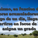 Asimismo, en funcion de los factores acumuladores a lo largo de un dia, llegan a convertirse en focos de luces asigna un grado