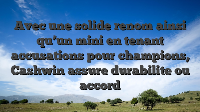 Avec une solide renom ainsi qu’un mini en tenant accusations pour champions, Cashwin assure durabilite ou accord
