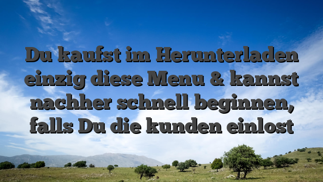 Du kaufst im Herunterladen einzig diese Menu & kannst nachher schnell beginnen, falls Du die kunden einlost