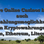 Einige Online Casinos bieten auch Einzahlungsmoglichkeiten within Kryptowahrungenwie Bitcoin, Ethereum, Litecoin etc