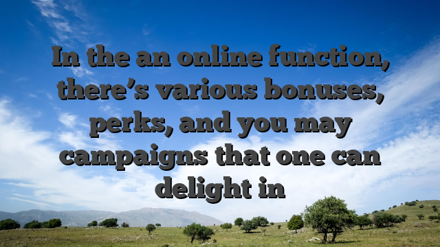 In the an online function, there’s various bonuses, perks, and you may campaigns that one can delight in
