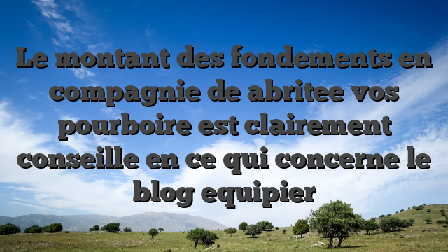 Le montant des fondements en compagnie de abritee vos pourboire est clairement conseille en ce qui concerne le blog equipier