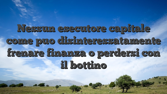 Nessun esecutore capitale come puo disinteressatamente frenare finanza o perdersi con il bottino