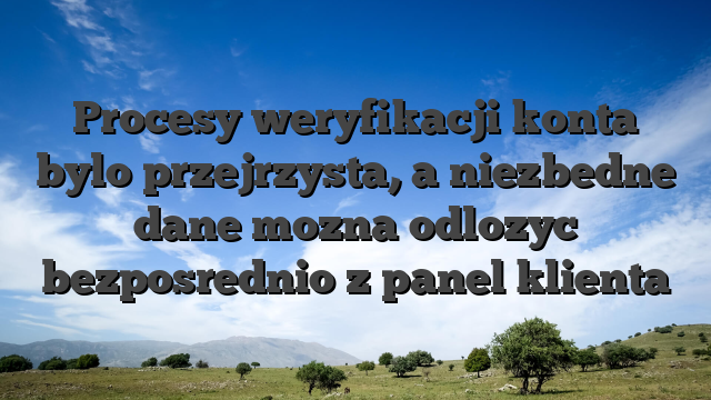 Procesy weryfikacji konta bylo przejrzysta, a niezbedne dane mozna odlozyc bezposrednio z panel klienta