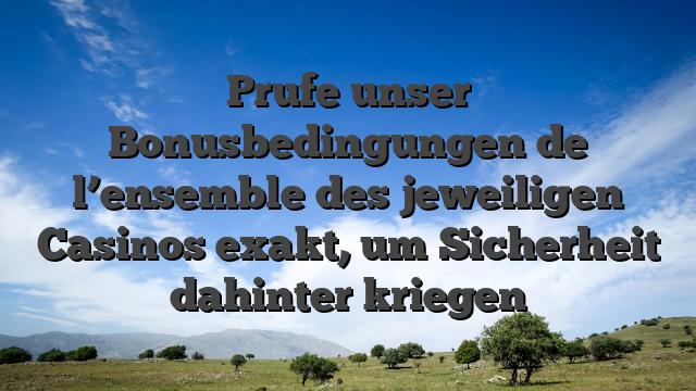 Prufe unser Bonusbedingungen de l’ensemble des jeweiligen Casinos exakt, um Sicherheit dahinter kriegen