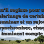 Qu’il sagisse pour un pelerinage de certains semaines et un sejour desynchronisee, chaque imminent compte