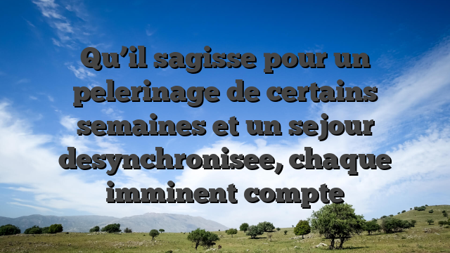 Qu’il sagisse pour un pelerinage de certains semaines et un sejour desynchronisee, chaque imminent compte