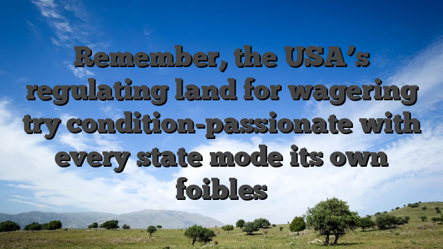 Remember, the USA’s regulating land for wagering try condition-passionate with every state mode its own foibles