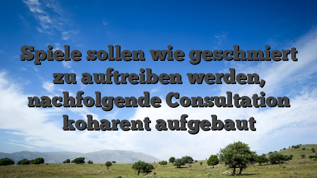 Spiele sollen wie geschmiert zu auftreiben werden, nachfolgende Consultation koharent aufgebaut